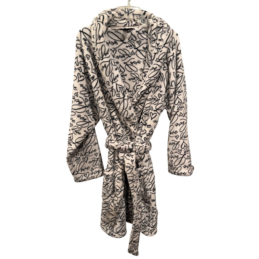 Victoria's Secret Robe White Love Heart Script Plush Fleece Shawl XL XXL